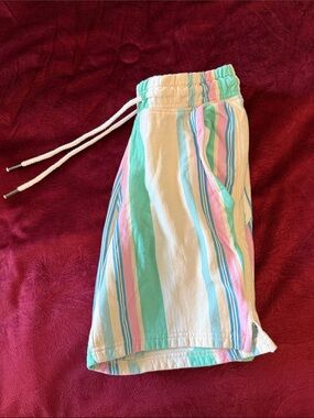 Striped Pastel Drawstring Shorts - Mint, Pink, Ivory